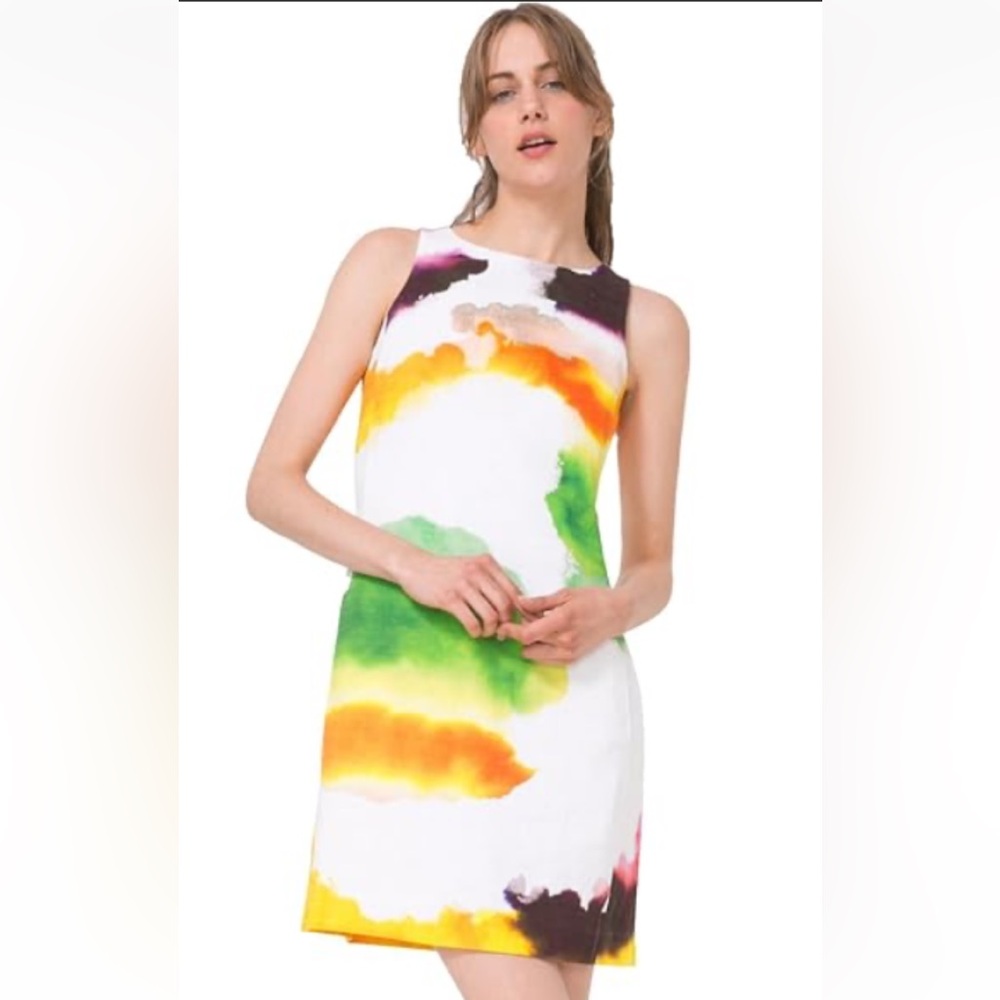 Desigual Nilina Colorful Brushstroke Midi Dress size 10